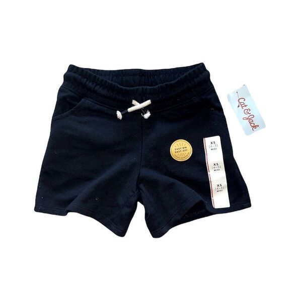 Cat & Jack black cotton soft elastic drawstring shorts easy on boys xs 4 5 - Picture 1 of 7